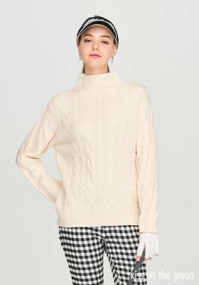 B.D.C.ゴルフモックネックニット　レディース ケーブル編みモックネックニット / ゴルフウェア レディース モック