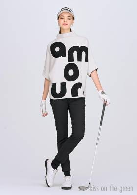 amourジャガード半袖ニット / ゴルフウェア レディース 半袖 ニット