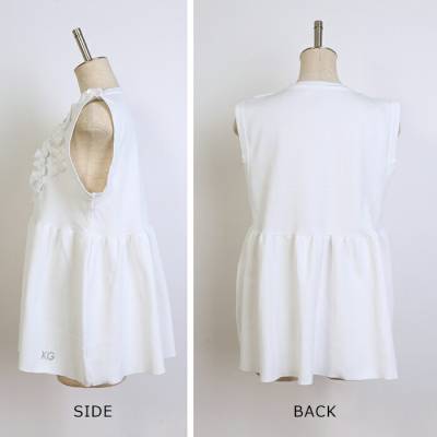 胸元フリルノースリーブトップス / ゴルフウェア レディース ノースリ