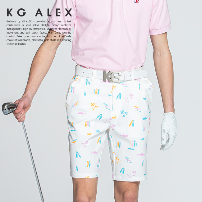 KG-ALEX サーフボード柄アジャスター付きハーフパンツ ゴルフウェア