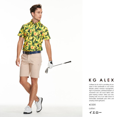 KG-ALEX ボタニカル柄半袖ポロシャツ ゴルフウェア メンズ 全1色 M-L