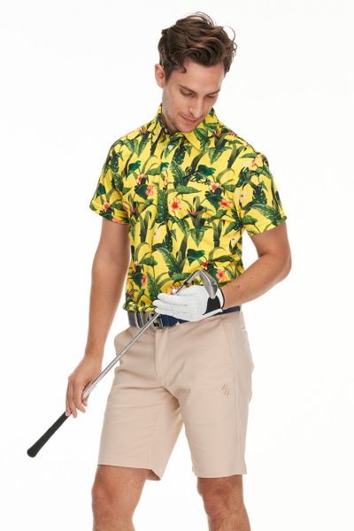 KG-ALEX ボタニカル柄半袖ポロシャツ ゴルフウェア メンズ 全1色 M-L