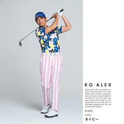 KG-ALEX フラワープリント半袖ポロシャツ ゴルフウェア メンズ 春夏用 吸水速乾 UV加工 接触冷感 全3色 M-XL (ゴルフウェア メンズ  花柄 半袖ポロ 春 夏 ペアルック ペア リンクコーデ)【メンズウェア】 メンズ_トップス キスオンザグリーン