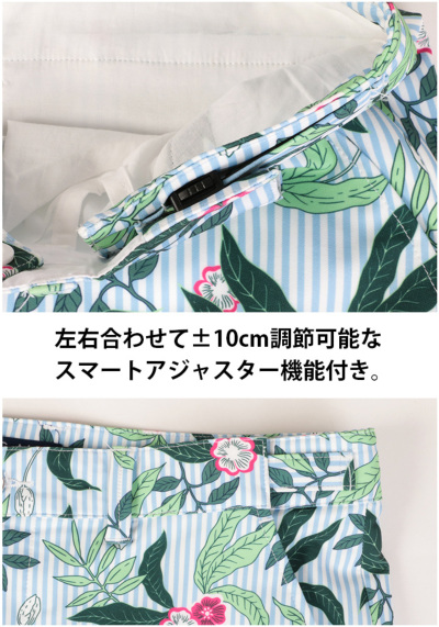 新品　49,500円　ブラック&ホワイト　花柄　パンツ　ゴルフ　セットアップ　M 代引手数料&送料無料】KG-ALEX ストライプ×ボタニカルフラワー柄