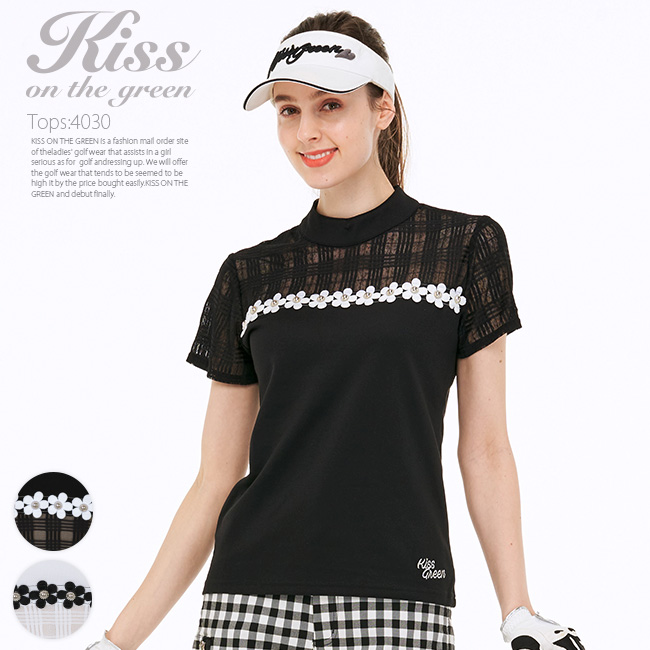 代引手数料&送料無料】ゴルフ 定番 無地 半袖 シャツ / お花モチーフ