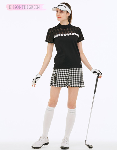 代引手数料&送料無料】ゴルフ 定番 無地 半袖 シャツ / お花