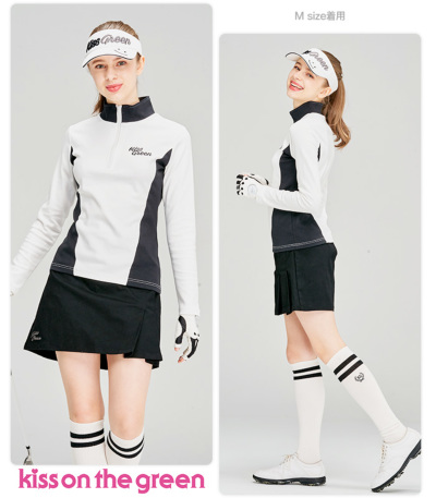 ゴルフ 長袖 シャツ 着回し 無地 シンプル モノトーン / ジップ