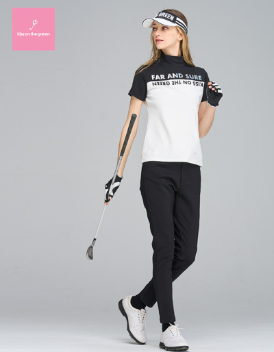 ゴルフ 半袖 シャツ 着回し 無地 シンプル モノトーン / オーロラ箔