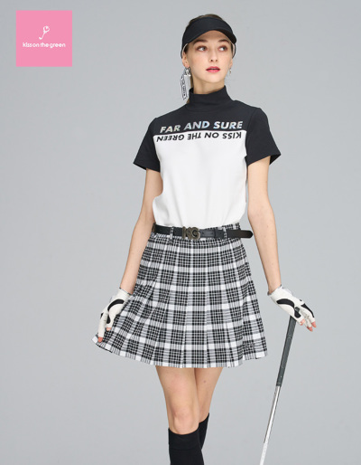 ゴルフ 半袖 シャツ 着回し 無地 シンプル モノトーン / オーロラ箔