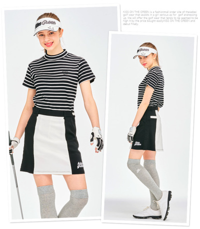   GOLF モックネック 半袖 ボーダー デサントゴルフ DESCENTE ゴルフ モックネックボーダーシャツ