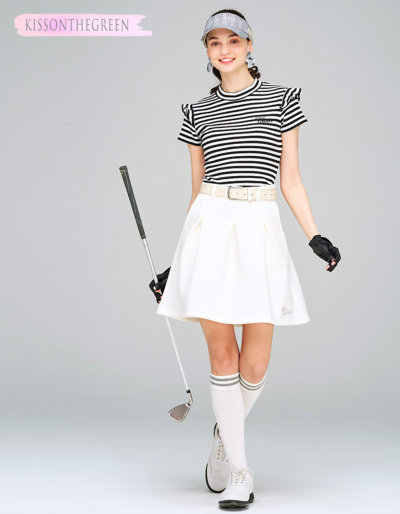 ゴルフウェア レディース スカート 丈長め / タック入りネオプレーン