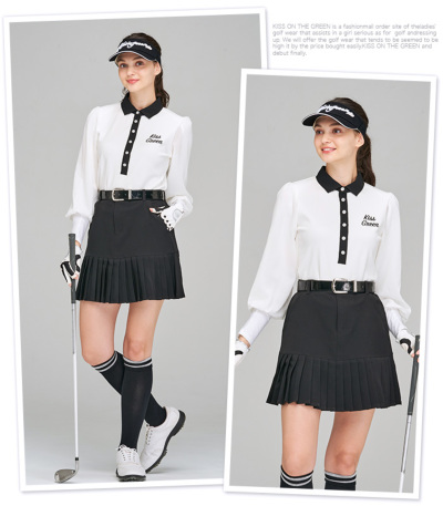 ゴルフ 七分袖 シャツ 無地 モノトーン 七分袖トップス