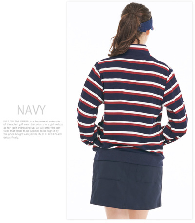 ゴルフウェア レディース 長袖 ジップアップ ジャケット ボーダー