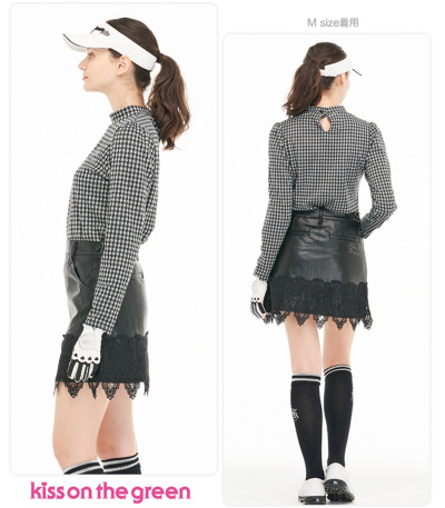 値下げ　新品タグ付き　キスオンザグリーン 黒レースセットアップ　ゴルフウェア 新品タグ付き キスオンザグリーン 黒レースセットアップ ゴルフ