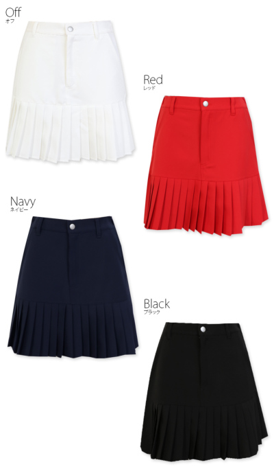 ゴルフウェア レディース スカート 丈長め 無地 定番 / 裾切り替え