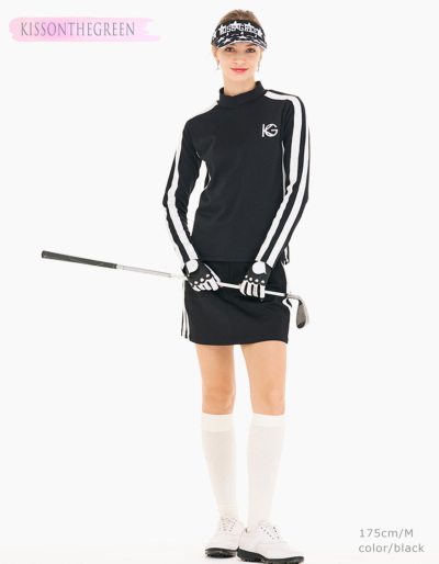ライン入りモックネックトップス＆スカート上下セット / ゴルフ