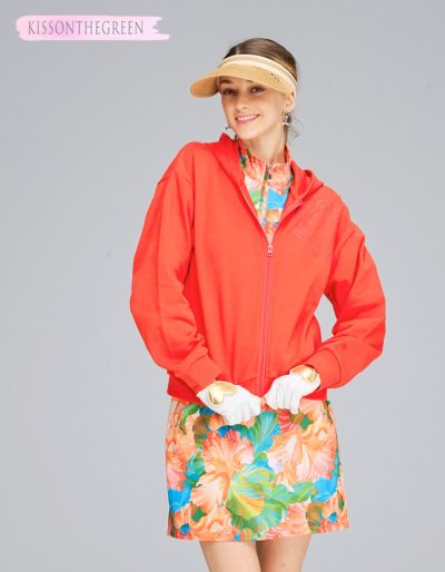 ゴルフウェア レディース アウター ブルゾン / ロゴ入りジップアップ