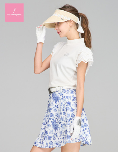 ゴルフウェア レディース サンバイザー / レース付きバックリボン