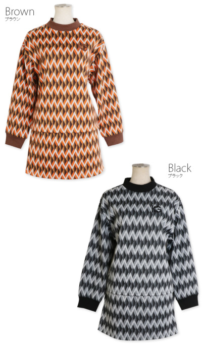ゴルフウェア レディース ゴルフ 長袖 ジオメトリック柄長袖