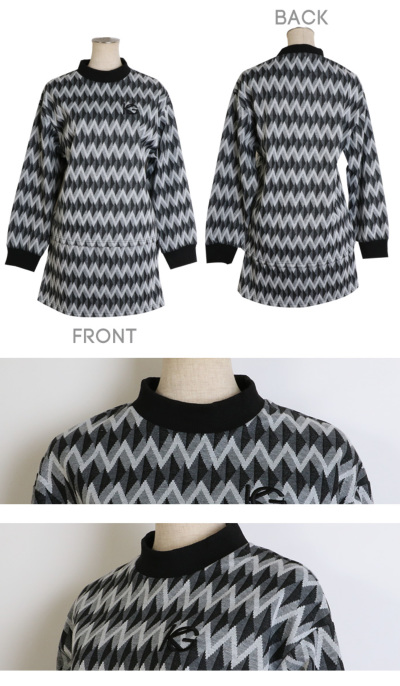 【キスオンザグリーン】ジオメトリック柄長袖トップス＆スカート上下セット キスオンザグリーン】ジオメトリック柄長袖トップス＆スカート