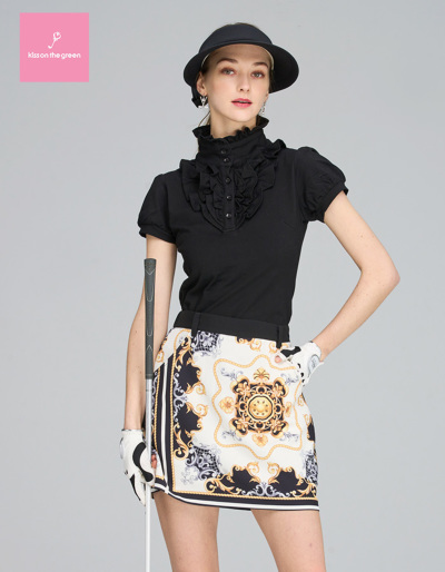 ゴルフウェア レディース スカート 柄 / スカーフ柄台形スカート