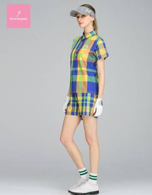 上下別サイズ選択可】 チェック柄プリント半袖シャツ＆ショートパンツ