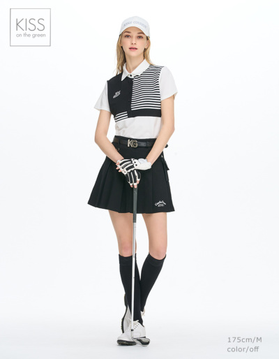 ゴルフ ウェア レディース 半袖 シャツ トップス / ボーダー切り替え