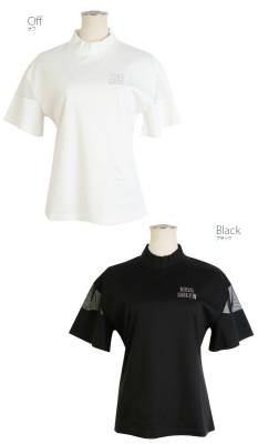 汗染み抑制の新素材】シルケットコットンシアー袖切り替えモックネック