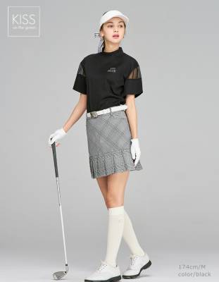 汗染み抑制の新素材】シルケットコットンシアー袖切り替えモックネック