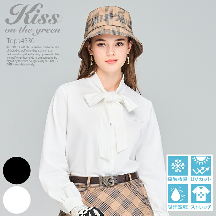 ゴルフ 長袖 シャツ 女性 レディース りぼんボウタイ付き鹿の子