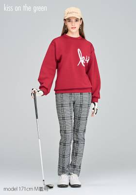 レディース ゴルフパンツ チェック柄 グレー ゴルフウエアー レディース 美シルエット パンツ チェック柄