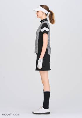 グレンチェック柄モックネック半袖トップス / ゴルフウェア