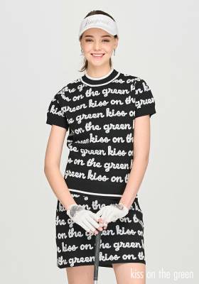 ロゴジャガード半袖ニット＆スカート上下セット (スカートはインナー