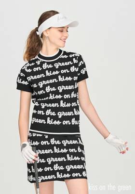 ロゴジャガード半袖ニット＆スカート上下セット (スカートはインナー