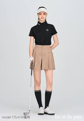 ショルダーライン入り半袖トップス / ゴルフウェア レディース 半袖