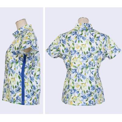 新品　49,500円　ブラック&ホワイト　花柄　パンツ　ゴルフ　セットアップ　M セール】【セットアップ対応】リーフ柄刺繍メッシュパンツ