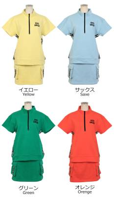 サイドロゴテープ入り裏毛ジップアップ半袖プルオーバー＆スカート上下