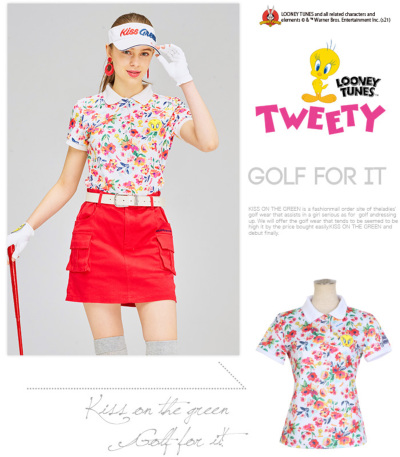 ゴルフ 半袖 ポロシャツ フラワー 花 柄 ポロ シャツ / 限定