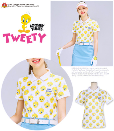 ゴルフ 半袖 ポロシャツ トゥイーティー 柄 ポロ シャツ / 限定Tweety