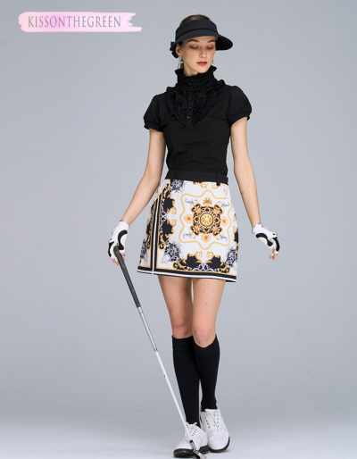 代引手数料&送料無料】胸元フリルスタンドカラー鹿の子ポロシャツ【着