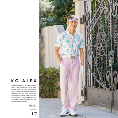 KG-ALEX ゴルフボールプリント半袖ポロシャツ ゴルフウェア