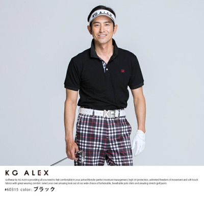 Kg Alex 前立てチェック柄コットン鹿の子半袖ポロシャツ ゴルフウェア メンズ 春夏用 全3色 M Xl ゴルフウェア メンズ 半袖ポロ 春 夏 ストレッチ メンズウェア メンズ トップス キスオンザグリーン