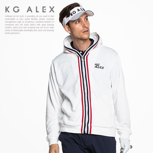 【代引手数料&送料無料】ゴルフ メンズ KG-ALEX / トリコロールライン ジップアップパーカー / 全3色 M-L ゴルフウェア メンズ