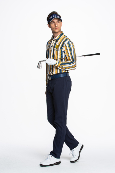 1980円(税込)】ゴルフ メンズ KG-ALEX / ストライプ柄スマイル刺繍長袖