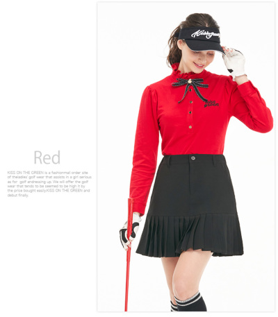 代引手数料&送料無料】ゴルフ 長袖 ポロ シャツ 伸縮性 / りぼん