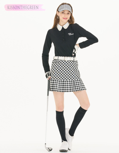 PXG ゴルフ ウェア レディース ポロシャツ 長袖シャツ リボン付き春秋 代引手数料&送料無料】ゴルフ 上品 長袖 ポロ シャツ 着回し / パール