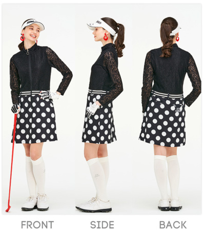 代引手数料&送料無料】ゴルフ ワンピース 長袖 レース ドット ワンピ