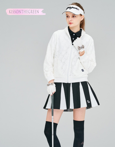 ゴルフ アウター ブルゾン リバーシブル / コットンレースの大人可愛い