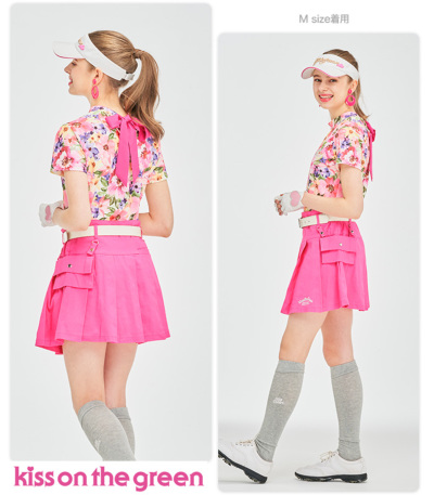ゴルフ 半袖 ポロシャツ フラワー 花 柄 シャツ トップス