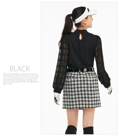 ゴルフウェア レディース スカート 丈長め / チェック柄ツイード台形 ゴルフウェア レディース スカート 丈長め / チェック柄ツイード台形